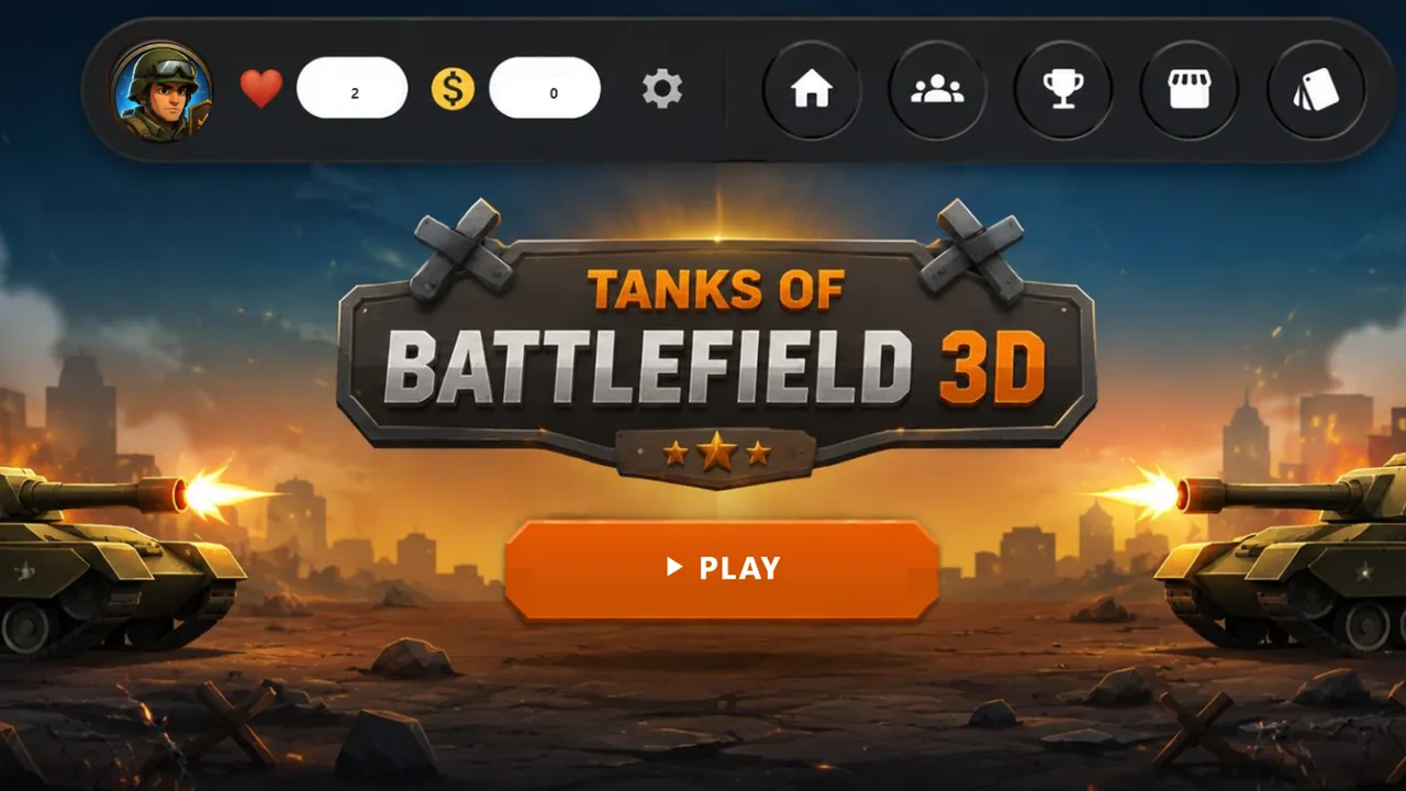 Menu principal do Tanks of Battlefield 3D